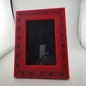 Red plastic ruler style photo picture frame rectangle table top 3.5 X 5